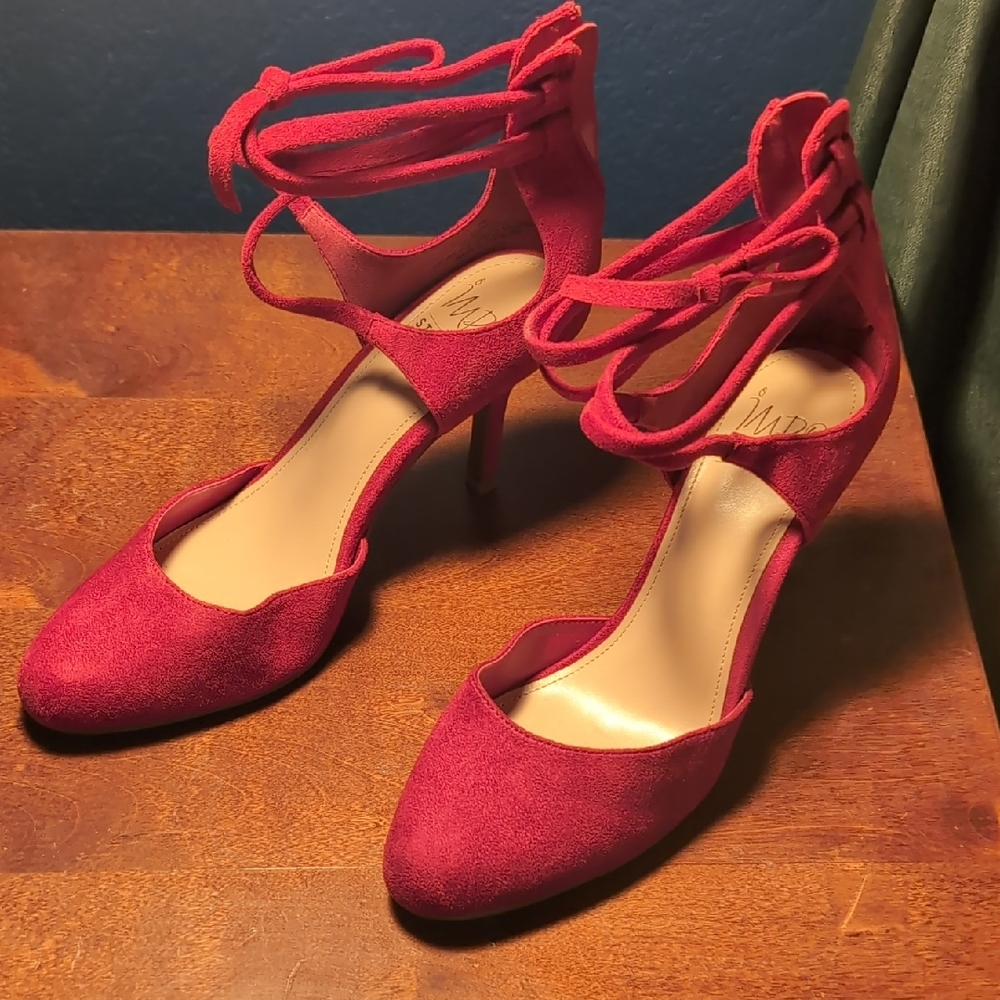 Elegant Red Suede Heels